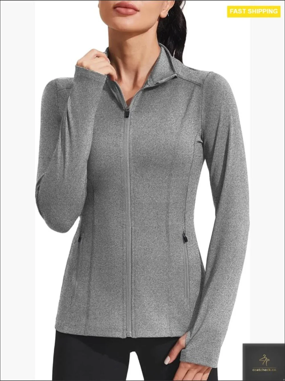 Slim Fit Athletic Jacket Full Zip Workout Running Gym Yoga Sports Top